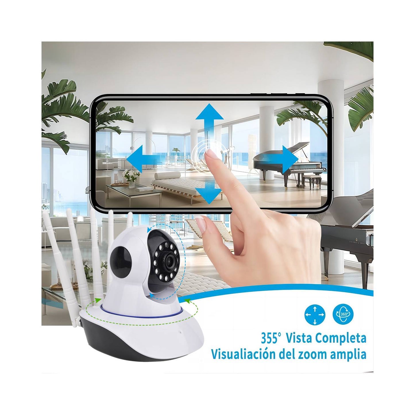 Cámara WiFi IP 5 Antenas Visión Nocturna