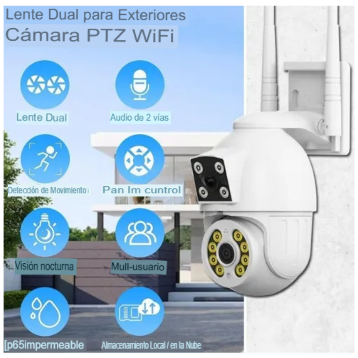 Cámara Seguridad WiFi 1080 Lente Dupla