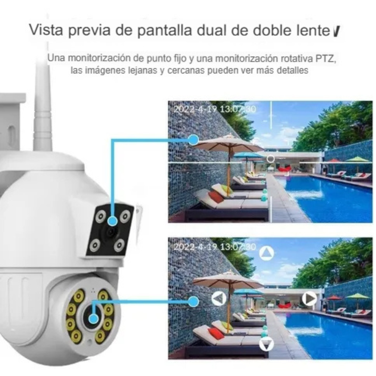 Cámara Seguridad WiFi 1080 Lente Dupla