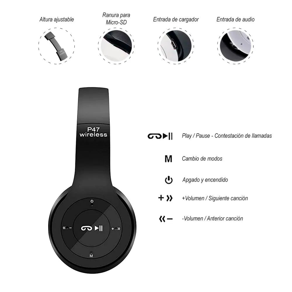 Audífonos inhalámbricos cintillo Bluetooth P47
