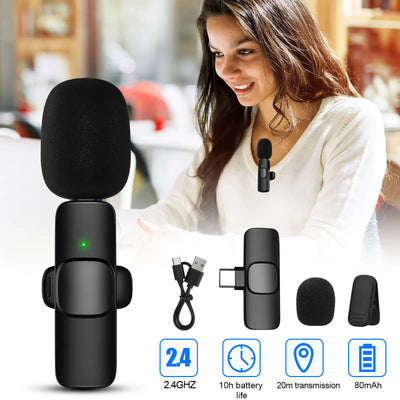 Micrófono de Solapa Inhalámbrico con Adaptador