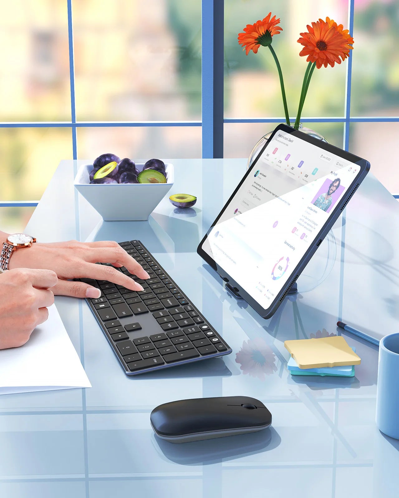 Combo Teclado y Mouse Inalámbricos con Bluetooth Seenda Multi-Device Rechargeable