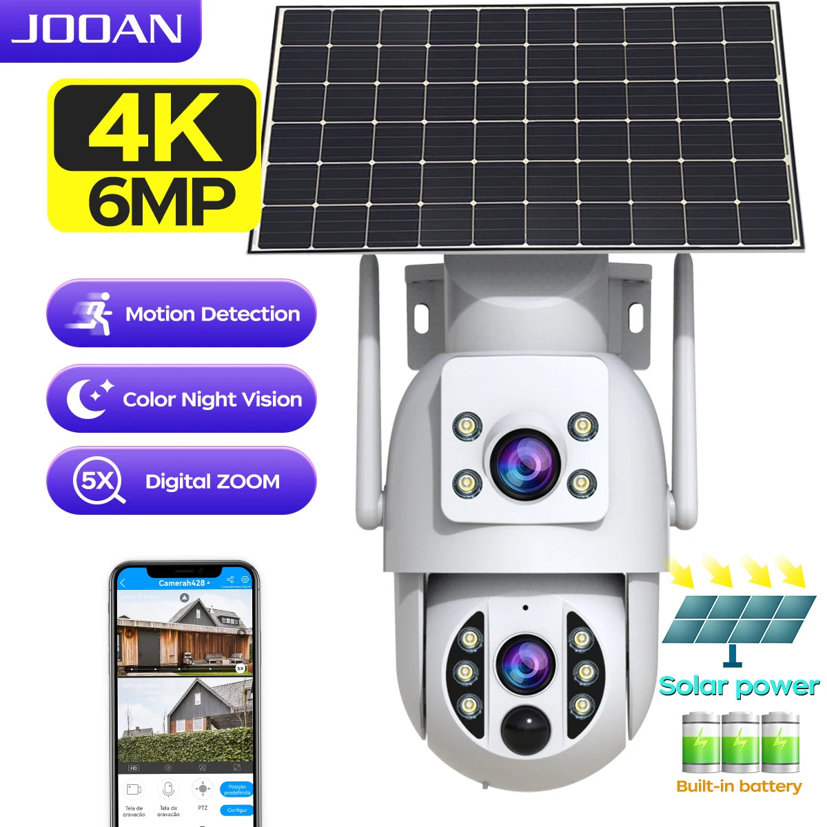 Cámara de Seguridad Solar JOOAN 4K, Inalámbrica Exteriores