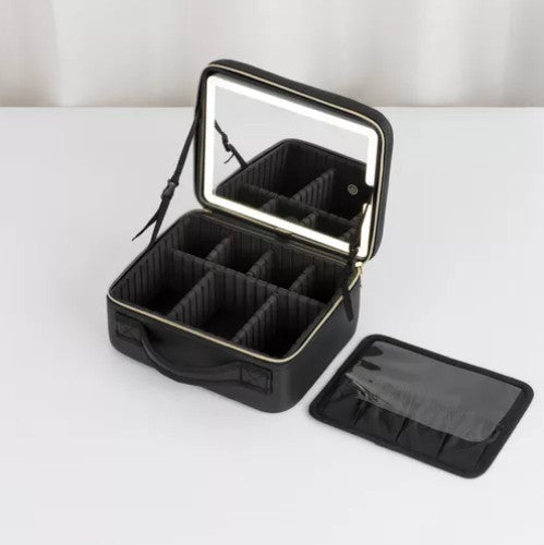 Maleta de Maquillaje Portátil con Luz Espejo Organizador