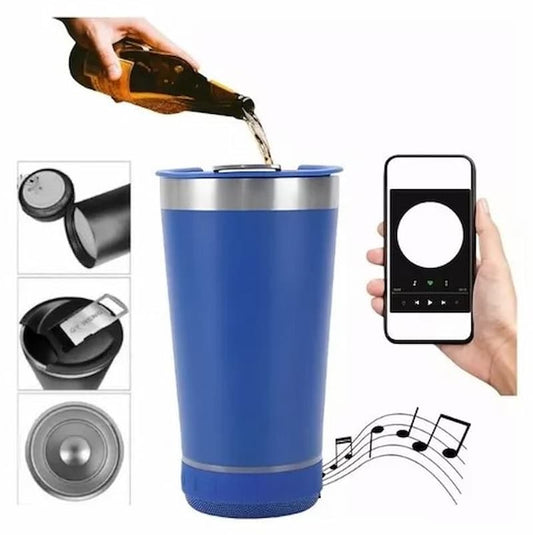 Vaso musical inhalámbrico con bluetooth 480 ml con destapador