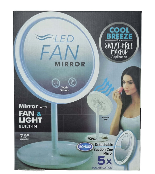 Espejo cosmético con luz led y ventilador
