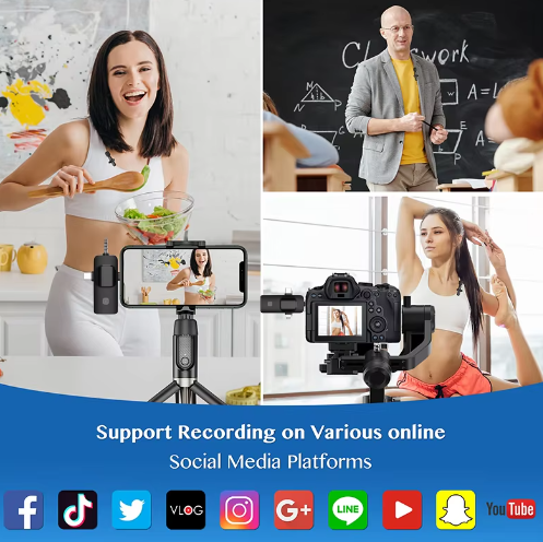 Micrófono de Solapa Inhalámbrico con Adaptador