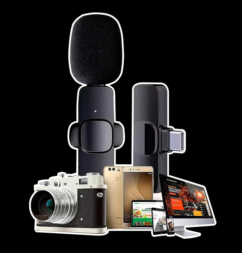 Micrófono de Solapa Inhalámbrico con Adaptador